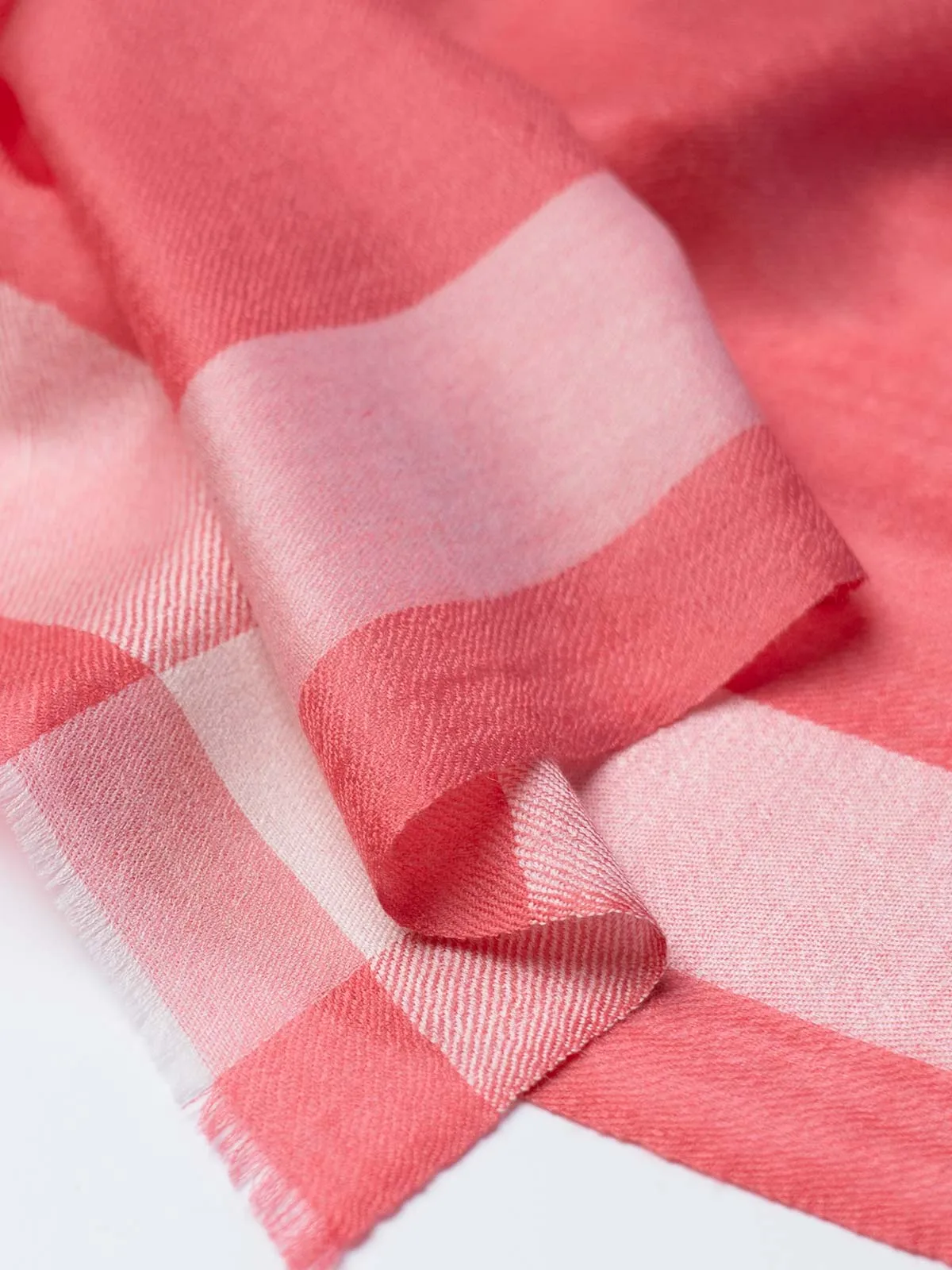 Square - Featherlight Coral Red Cashmere Scarf