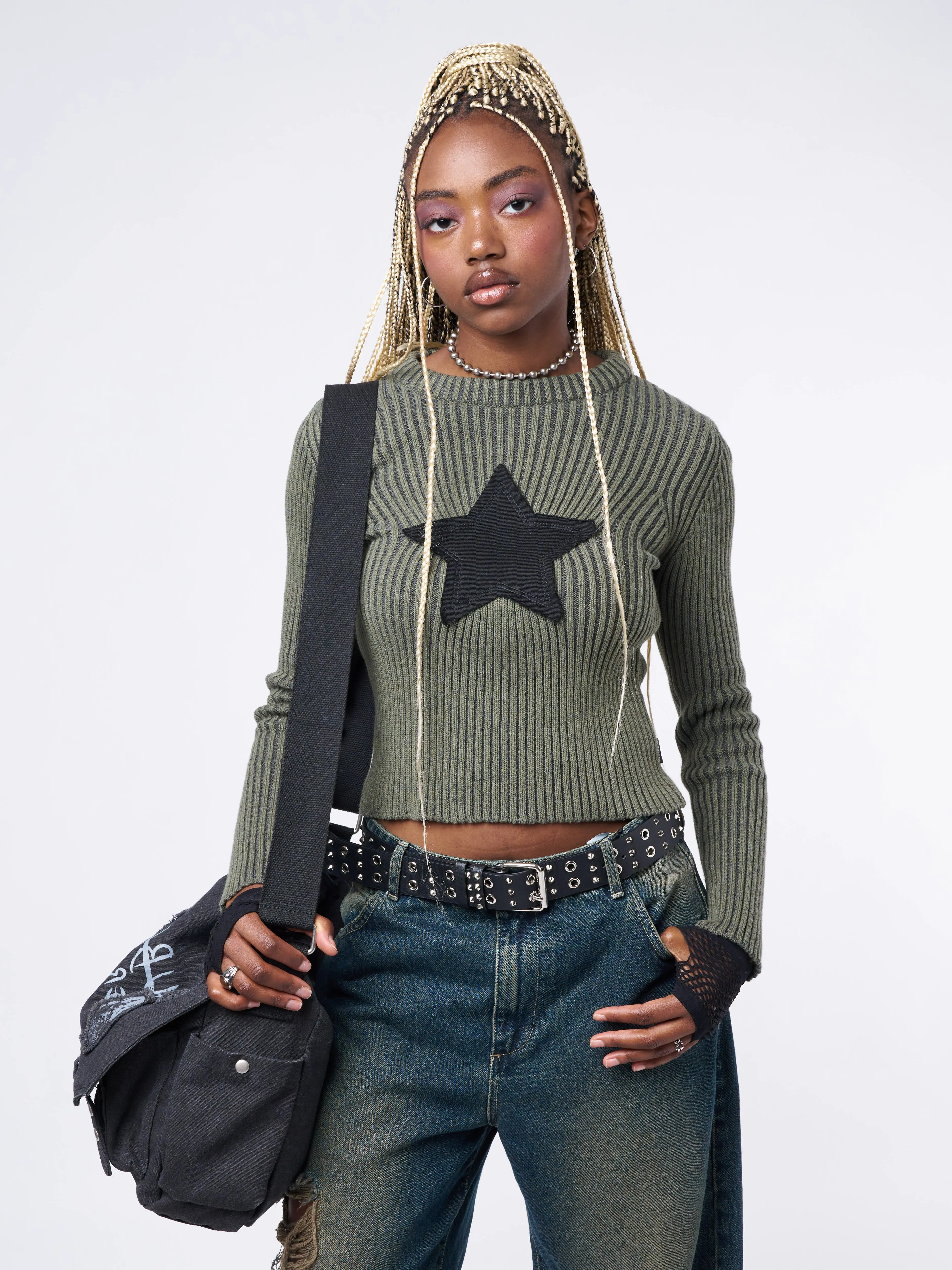 Star! Green Chunky Knit Jumper