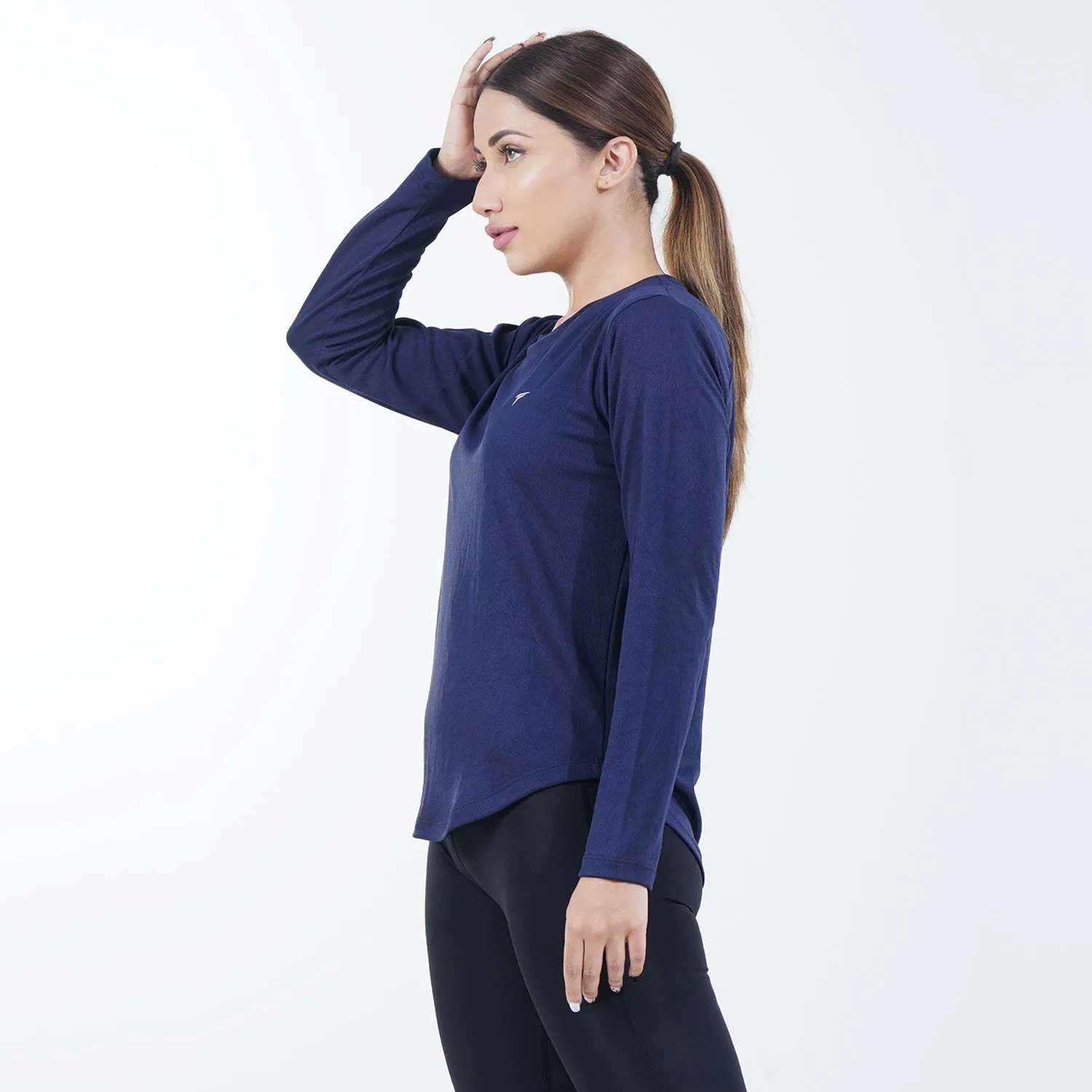 Tf-Navy Full Sleeve Women Mesh Performance Tee