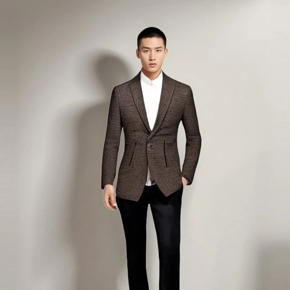 The Jeffrey Heathered Slim Fit Blazer Suit Jacket