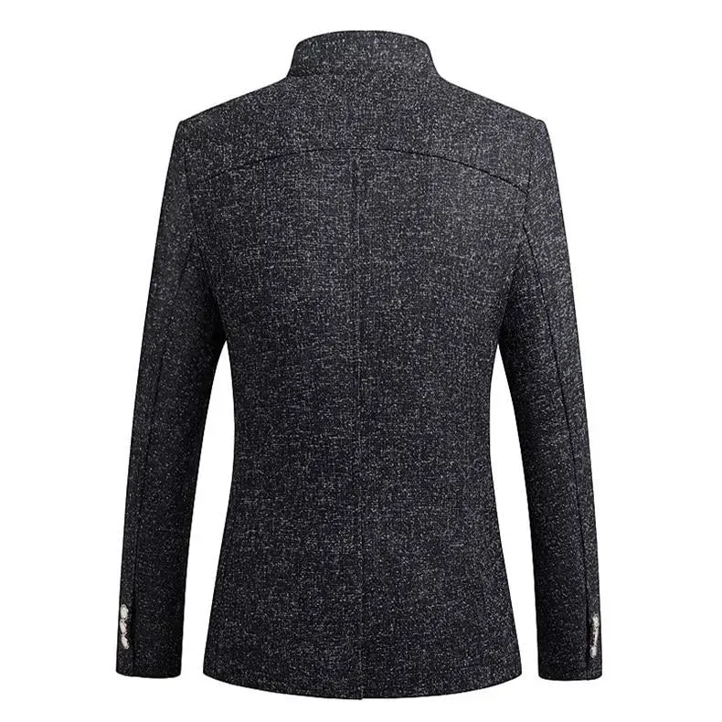 The Ontario Slim Fit Mandarin Collar Jacket - Charcoal