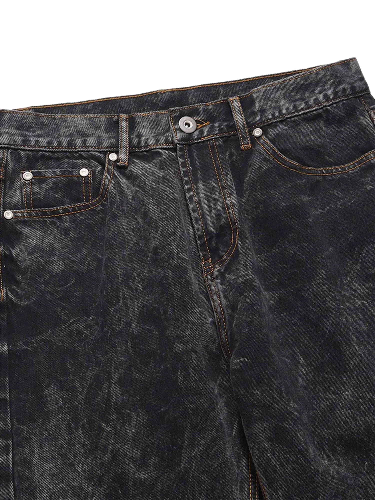 Thesupermade Acid wash Embroidery Stitching Two-tone Jeans - 1744