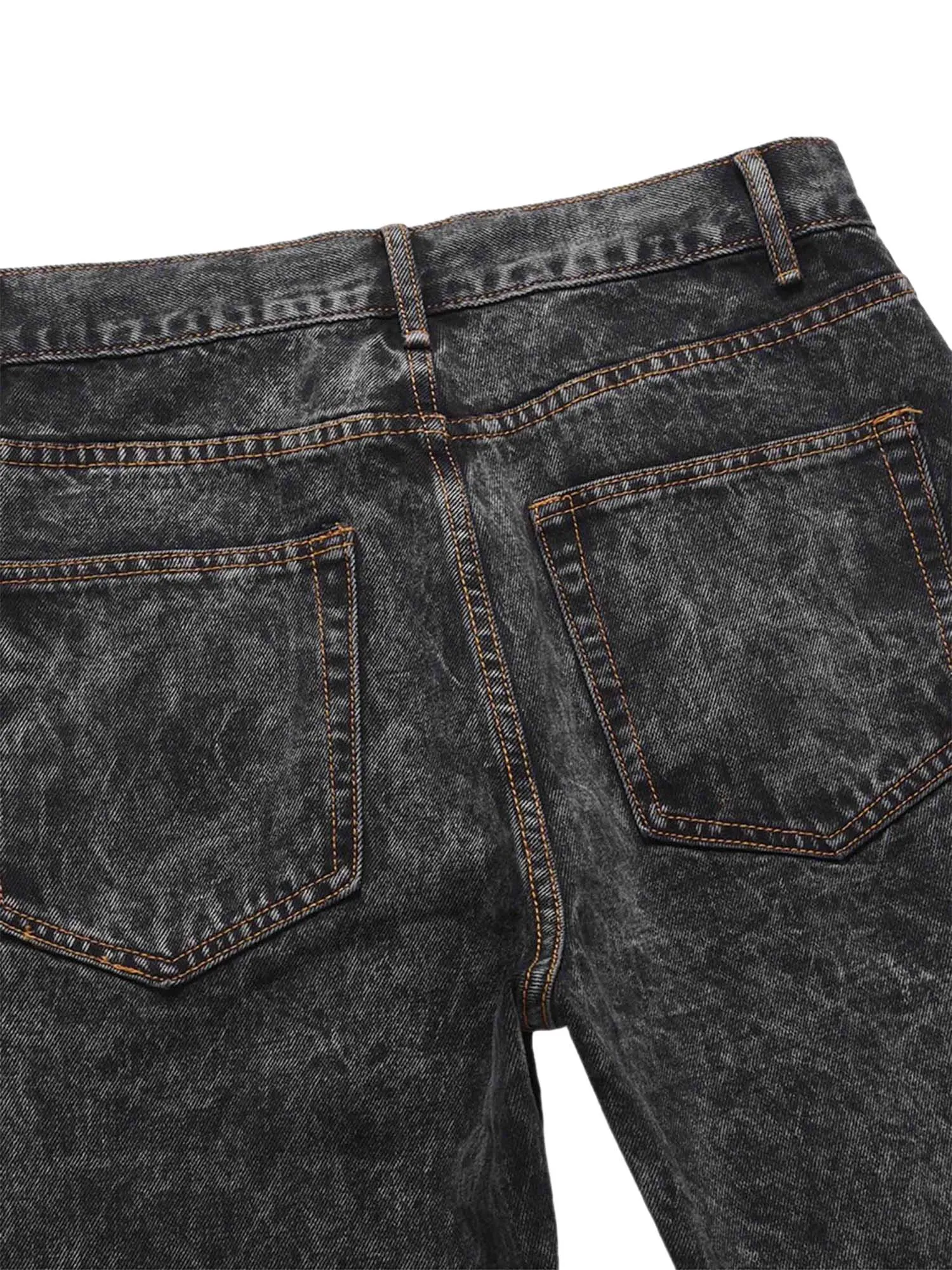 Thesupermade Acid wash Embroidery Stitching Two-tone Jeans - 1744