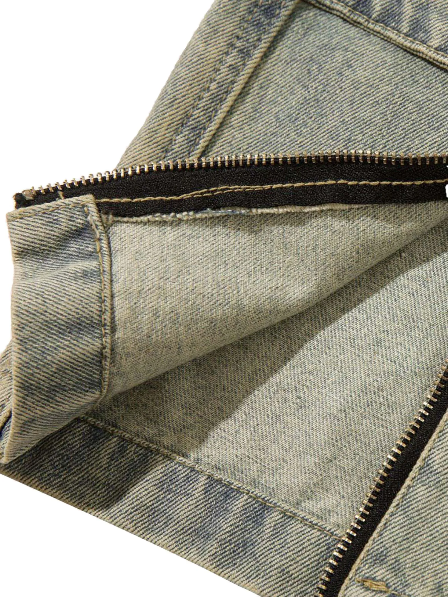 Thesupermade Street Zipper Design Washed Jeans