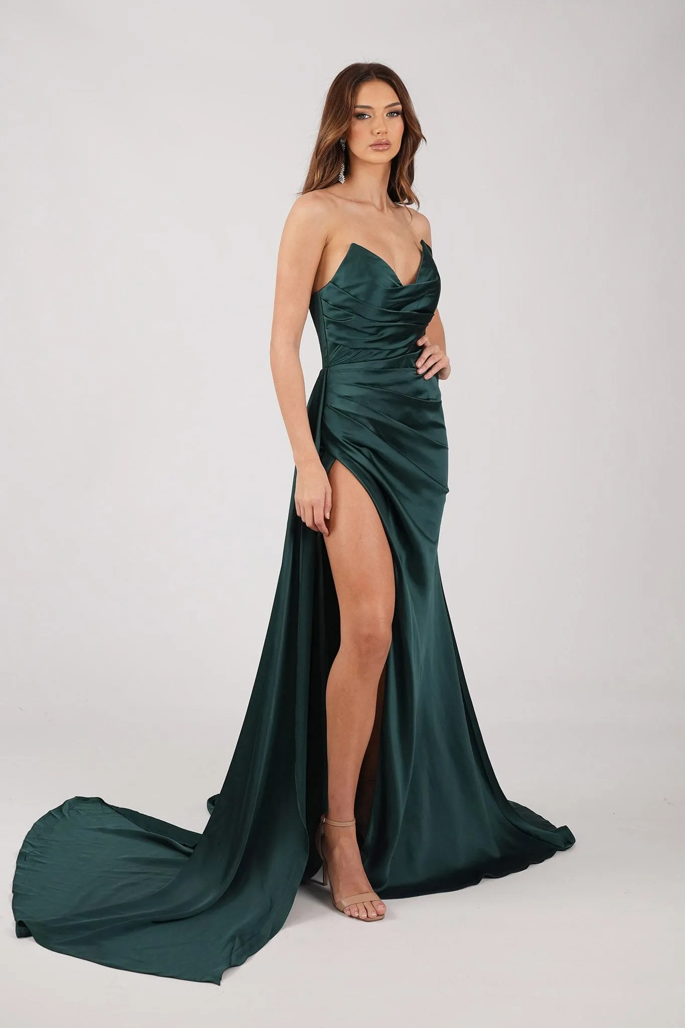 TYRA Satin Gown - Emerald