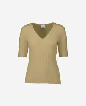 V-Pullover aus Cashmere in Beige