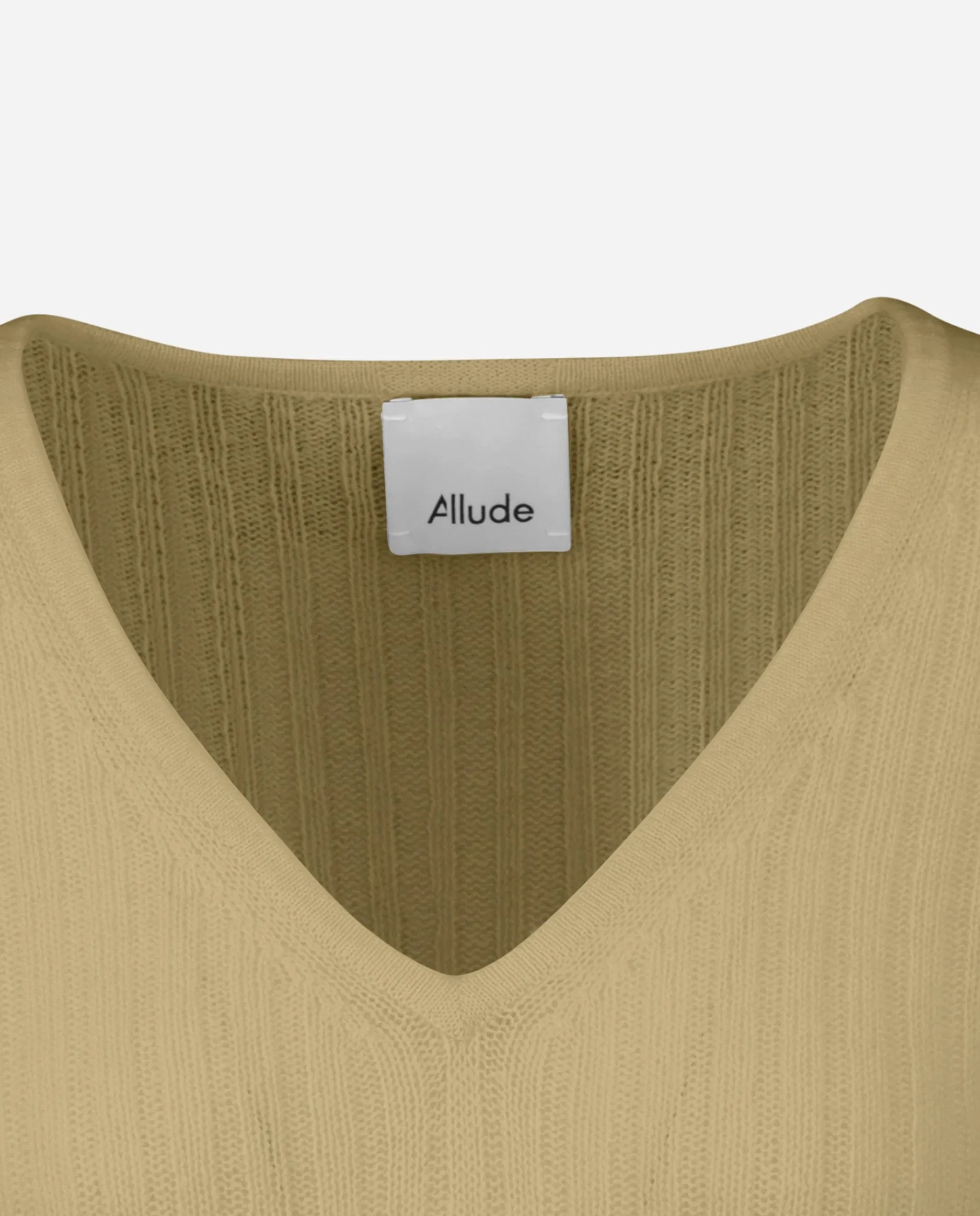 V-Pullover aus Cashmere in Beige