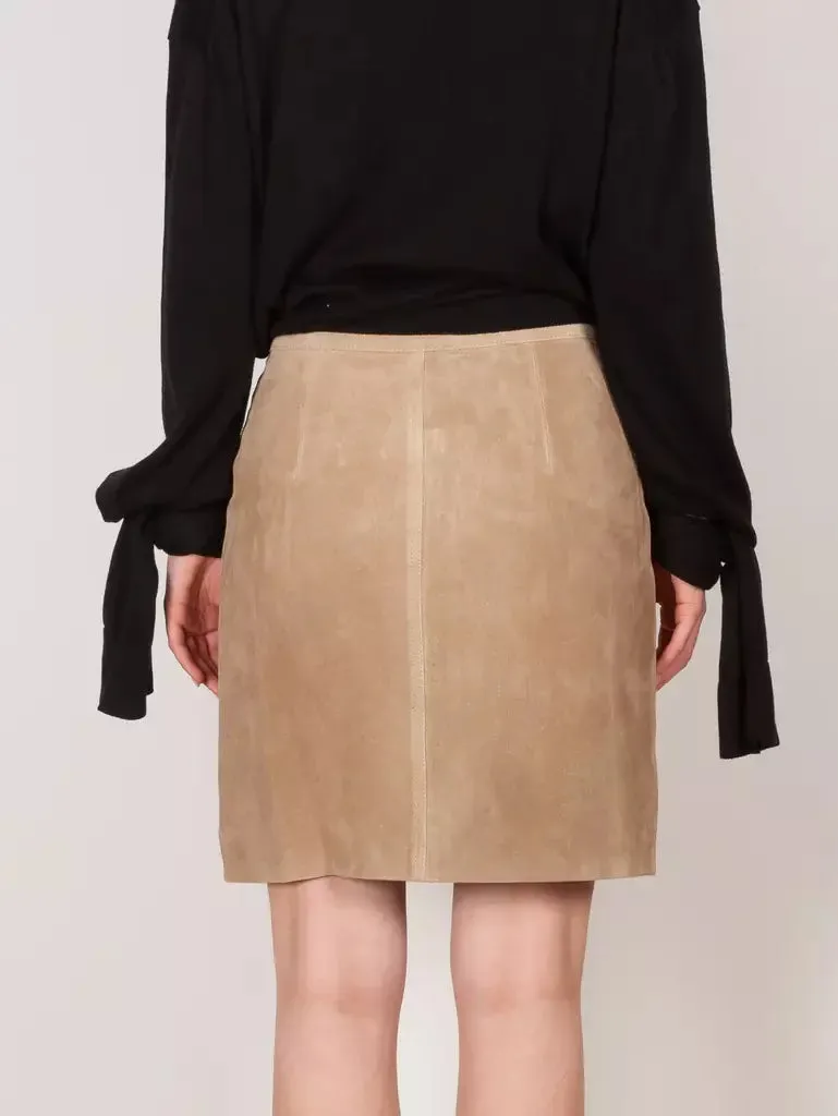 Women’s Belted Pocket Suede Mini Skirt