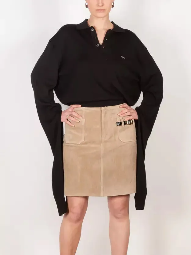 Women’s Belted Pocket Suede Mini Skirt