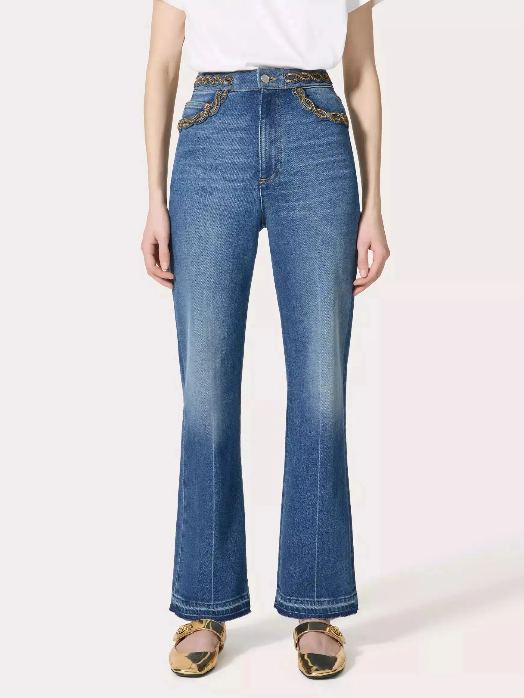 Women’s Braid Embroidery Detail Jeans