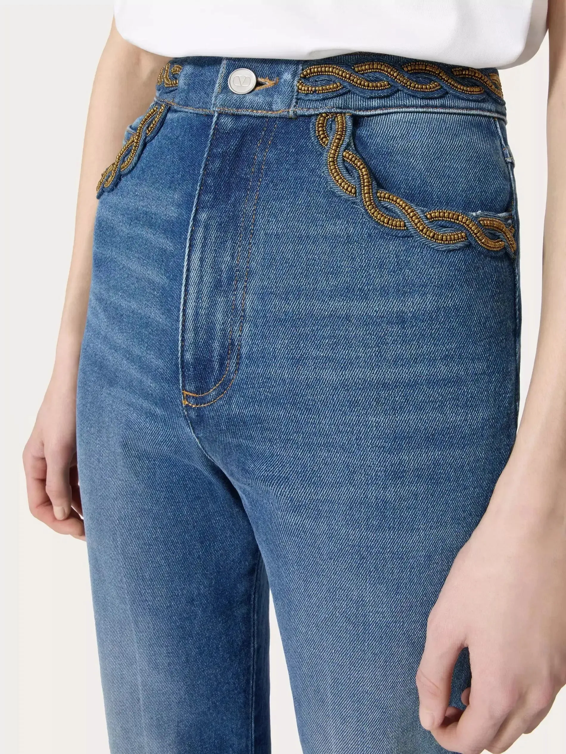 Women’s Braid Embroidery Detail Jeans