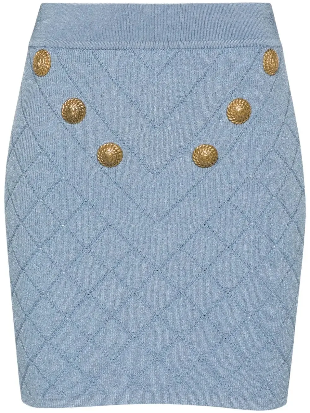 Women’s Button-Embellished Knit Mini Skirt, Blue